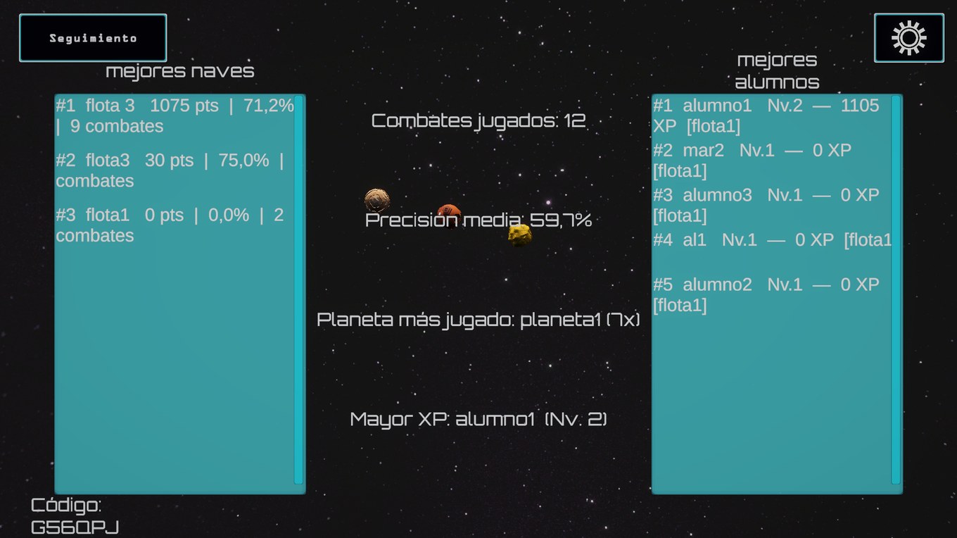 Seguimiento: mejores naves y alumnos