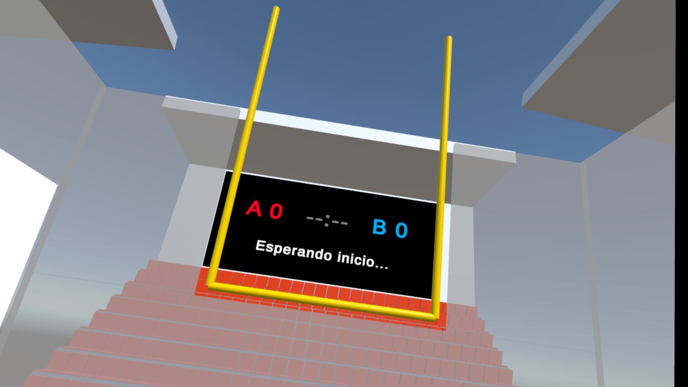 Marcador del estadio y gradas desde el punto de vista del jugador en VR