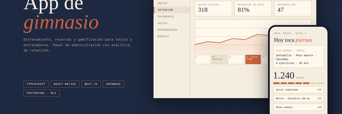 App de gimnasio — panel web y app móvil